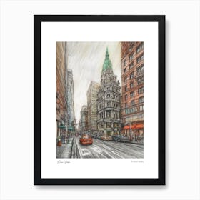 New York United States Drawing Pencil Style 1 Travel Poster Art Print