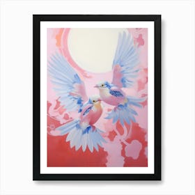 Pink Ethereal Bird Painting Bluebird 1 Art Print