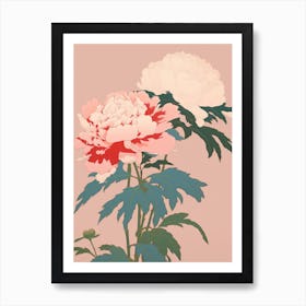 Peonies Flower Big Bold Illustration 2 Art Print