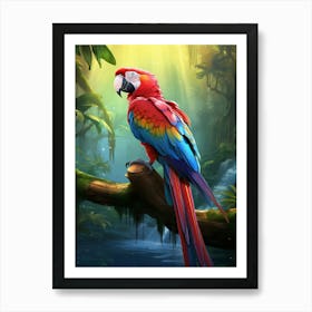 Winged Kaleidoscope: Colorful Macaw Wall Art Art Print