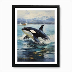 Cold Icy Oil Painting Style Of Orca Whale Art Print