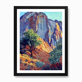 Zion National Park United States Of America Pointillism Art Print