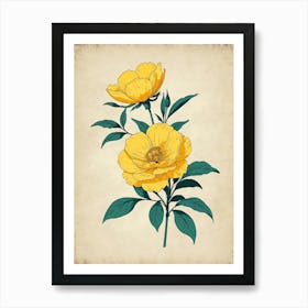 Yellow Peony Flower Art Print