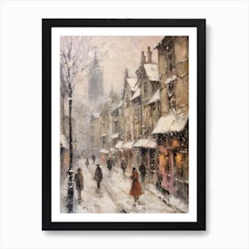 Vintage Winter Painting Canterbury United Kingdom 2 Art Print