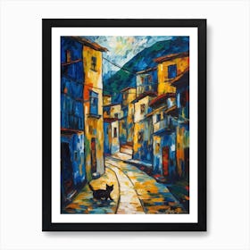 Painting Of Rio De Janeiro With A Cat In The Style Of Expressionism 4 Art Print