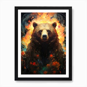 Bear In Flames Art Print