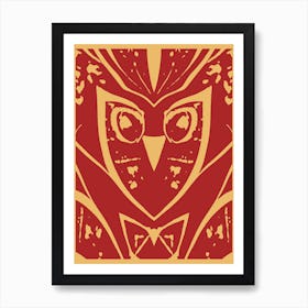 Abstract Owl Brown Two Tone 1 Art Print