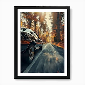 Classic Muscle Car In The Forest Art Print