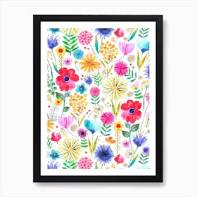 Colourful Flowers Spring Garden Art Print