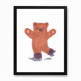 Bear On Skates Art Print