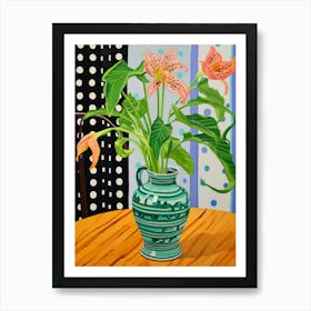 Flowers In A Vase Still Life Painting Gloriosa Lily 1 Art Print