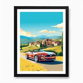 A Ford Mustang In The Tuscany Italy Illustration 1 Art Print