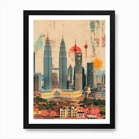 Kuala Lumpur   Retro Collage Style 3 Art Print