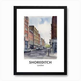 Shoreditch, London 2 Watercolour Travel Poster Art Print