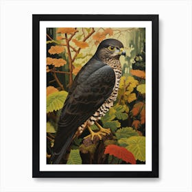 Dark And Moody Botanical Eurasian Sparrowhawk 2 Art Print