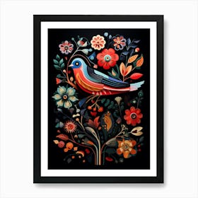 Folk Bird Illustration Cuckoo 3 Art Print