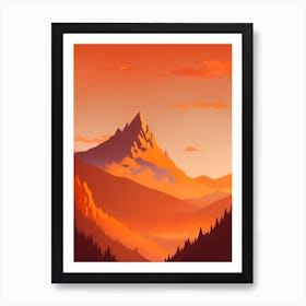 Misty Mountains Vertical Composition In Orange Tone 373 Art Print