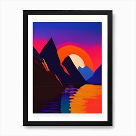 Mountainous River Sunset Matisse Inspired Art Print