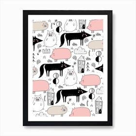 Three Little Pigs Art Print