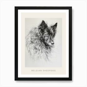 Belgian Sheepdog Line Sketch 3 Poster Art Print