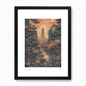 New York Usa Woodblock 4 Watercolour Travel Poster Art Print