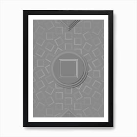 Geometric Glyph Sigil with Hex Array Pattern in Gray n.0135 Art Print
