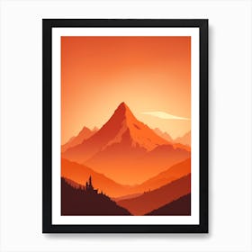 Misty Mountains Vertical Composition In Orange Tone 38 Art Print