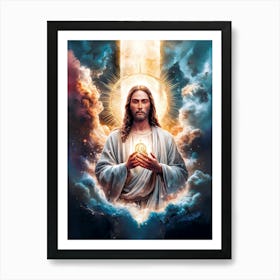 Jesus Christ in Heavenly Lights Art Print