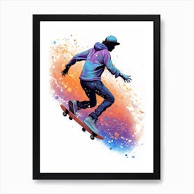 Skateboarding In Zurich, Switzerland Gradient Illustration 3 Art Print