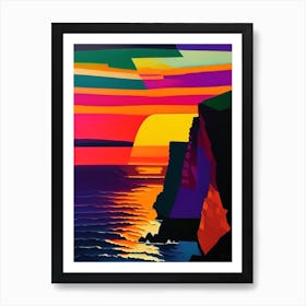 Abstract Colourful Cliff Sunset Art Print
