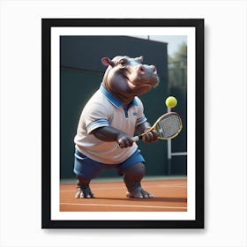 Hippo Tennis Art Print