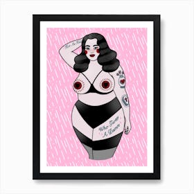 Body Positive Tattooed Pin Up Girl Wednesday Art Print