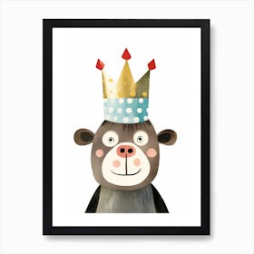 Little Chimpanzee 2 Wearing A Crown Art Print