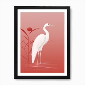 Minimalist Egret 1 Illustration Art Print