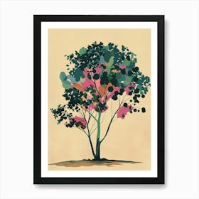 Eucalyptus Tree Colourful Illustration 2 Art Print