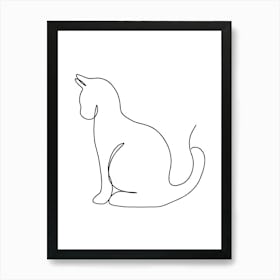 Line Drawing Of A Cat Monoline Simple Line Art Drawing Art Print