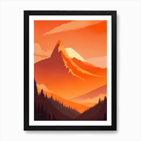 Misty Mountains Vertical Composition In Orange Tone 226 Affiche