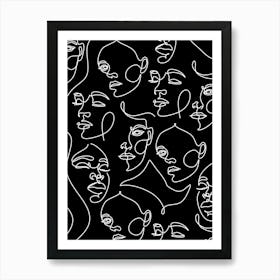 Seamless Pattern Of People'S Faces Art Print