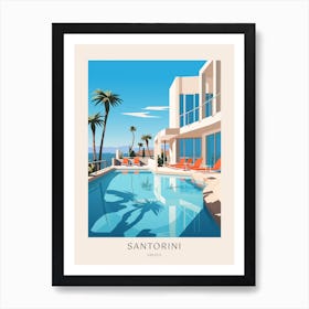 Santorini, Greece 2 Midcentury Modern Pool Poster Art Print