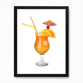 Tropical Cocktail Isolated On White Photo Art Print