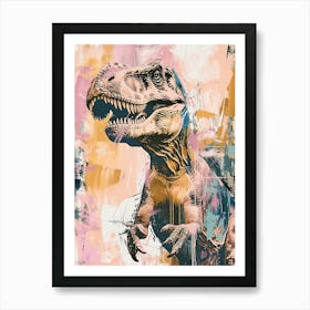 Retro Pastel Dinosaur Collage Póster