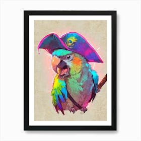 Parrot With A Pirate Hat Squawking Art Print