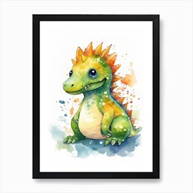 Segisaurus Cute Dinosaur Watercolour 1 Art Print
