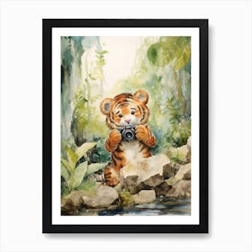 Tiger Illustration Photographing Watercolour 2 Art Print