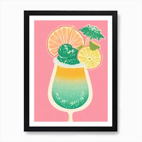 Frozen Margarita Retro Pink Cocktail Poster Art Print