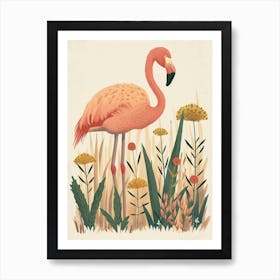 Andean Flamingo And Ginger Plants Minimalist Illustration 1 Art Print