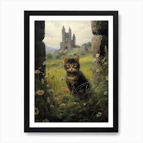 Cat In Front Of A Medieval Castle 3 Art Print