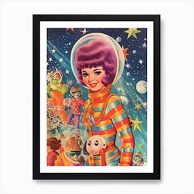 Vintage Astronaut Girl Kitsch 3 Art Print