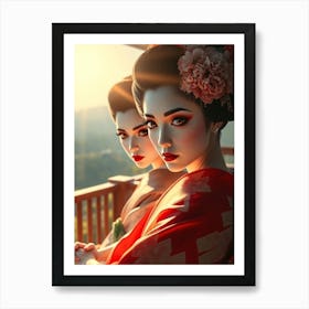 Geisha Sisters in Summer Art Print