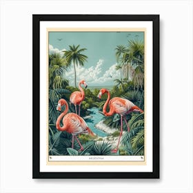 Greater Flamingo Argentina Tropical Illustration 2 Poster Art Print